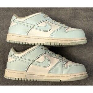 Nike Dunk Low White Glacier Blue Toddler Sneakers FB9107-105 Size 9C